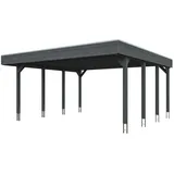 SKANHOLZ Flachdach Doppelcarport 5,46 x 5,55 m schiefergrau inkl. Pfostenanker