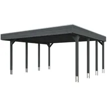 SKANHOLZ Flachdach Doppelcarport 5,46 x 5,55 m schiefergrau inkl. Pfostenanker