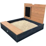 Axi Holzsandkasten Mandy mit Deckel und Sitzbank Anthrazit/Braun