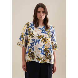 Shirtbluse »Schwarze Rose«, Kurzarm Rundhals Druck, Gr. 6XL (52), white, , 65158160-52