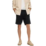 Selected Herren Chino Shorts SLHREGULAR-BRODY LINEN Regular Fit Regular Fit 16087638 Schwarz Normaler Bund Reißverschluss M