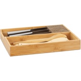 Relaxdays Messerhalter Bambus, Schubladeneinsatz für Messeraufbewahrung, Schubladenorganizer, HBT: 6,5x38x30cm, natur