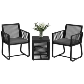 Outsunny Rattan Set 3-tlg. Schwarz