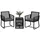 Outsunny Rattan Set 3-tlg. Schwarz