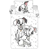 Jerry Fabrics 101 Dalmatiner für Kinder – Bettbezug 100x135 cm & Kissenbezug 40x60 cm - Weiß/Schwarz