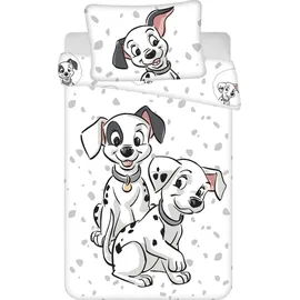 Jerry Fabrics 101 Dalmatiner für Kinder – Bettbezug 100x135 cm & Kissenbezug 40x60 cm - Weiß/Schwarz