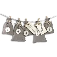 Adventskalender Schneeflöckchen Baumwollbeutel grau - Grau