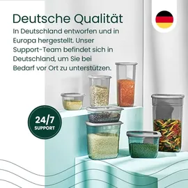 uandu Vorratsdosen mit Deckel Luftdicht Set, BPA frei, Aufbewahrungsbox Küchenorganizer, Vorratsbehälter Mehl Aufbewahrung Küche - 12x1750ml-Grau | Grau