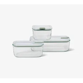 Mepal Frischhaltedosen-Set EASY CLIP Glas eckig 1,5 + 2 x 0,7 Liter nordic sage