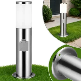 DEUBA Außenleuchte Edelstahl 50 cm inkl. Steckdose IP44 Silber