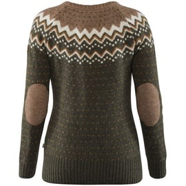 Fjällräven Övik Knit Sweater W Damen Wollpullover - oliv-dunkelgrün|beige-sand