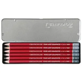 Brevillier's CRETACOLOR CLEOS-Fine Graphitstifte HB, 2H, 2B, 4B, 6B, 8B rot, 6 St.