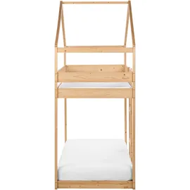 Beliani Hochbett Haus Labatut 90 x 200 cm Kiefer hellbraun