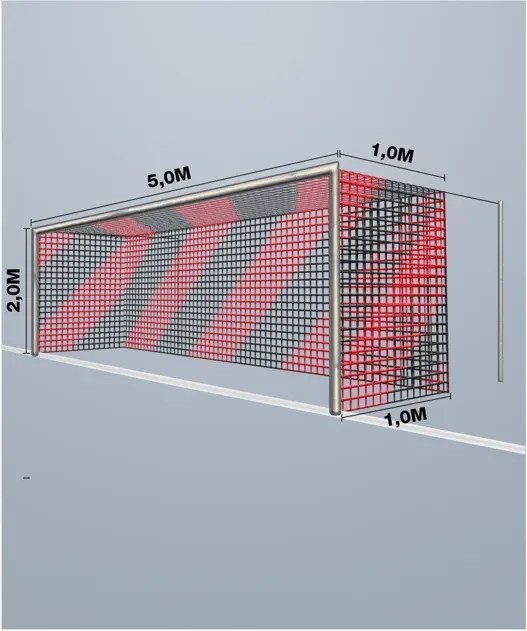 Cawila Tornetz 5,15x2,05m | Tiefe 1,0x1,0m | Maschenweite 12cm | Stärke 4mm | rot/schwarz