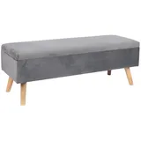 Relaxdays Truhenbank Samt Dunkelgrau 40 x 110 x 40 cm