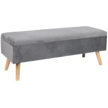 Relaxdays Truhenbank Samt Dunkelgrau 40 x 110 x 40 cm