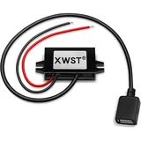 XWST DC DC 7V-32V zu 5V Spannungswandler USB 3A 15W 12v auf 5V Wandler Adapter Anschluss Buck Converter Step-down für Auto Motorrad Fahrrad E-Bike Stromrichter Ladegerät