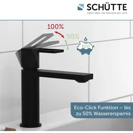 Schütte Waschtischarmatur MANHATTAN Wasserhahn Bad mit Ablaufgarnitur, Pop Up Abflussstopfen, Mischbatterie Waschbecken, Schwarz