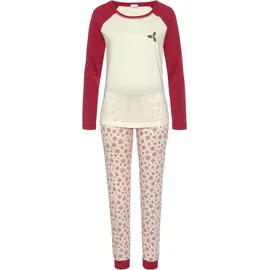 LASCANA Schlafanzug LASCANA, Damen, Gr. 44/46, rot (rot, ecru, gemustert), Single Jersey, Obermaterial: 100% Baumwolle, gemustert, lang, Rundhals, Raglanärmel, Homewear-Sets Schlafanzug, mit winterlichen Motiven