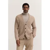 Bugatti Cardigan mit V-Ausschnitt & Flechtoptik Beige XL