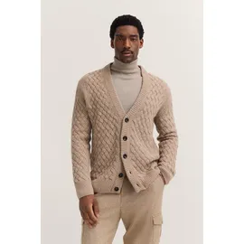 Bugatti Cardigan mit V-Ausschnitt & Flechtoptik Beige XL