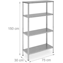 Relaxdays Regal Kunststoff/Metall/Holzwerkstoff 75x150x30 cm silber