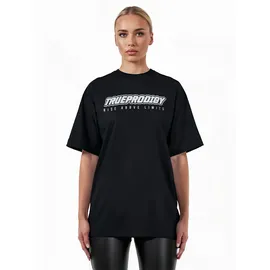 trueprodigy Toni F Logo Print Oversized Rundhals Schwarz XL