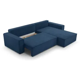 ax living Blau Cord Couch L Form – Cedria L+R Wohnlandschaft 287cm