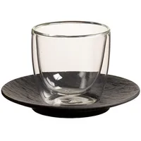 Villeroy & Boch Manufacture Rock Espressoglas mit Untertasse 60 ml schwarz