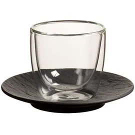 Villeroy & Boch Manufacture Rock Espressoglas mit Untertasse 60 ml schwarz