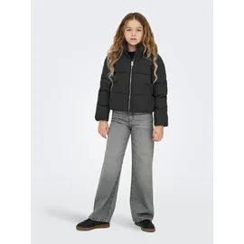 KIDS ONLY "KOGDOLLY SHORT PUFFER JACKET OTW", Jungen, Gr. 134, schwarz, Web, Obermaterial: 60% Polyester, 40% Nylon, unifarben, normal hüftlang, Jacken Steppjacke, mit abnehmbarer Kapuze