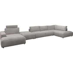 Wohnlandschaft "Lucia U-Form", grau, B:504cm H:81cm T:204cm, GALLERY M BRANDED BY MUSTERRING, Sofas, Cord-Bezug, inklusive Kopfstütze, Gesamtbreite 524 cm