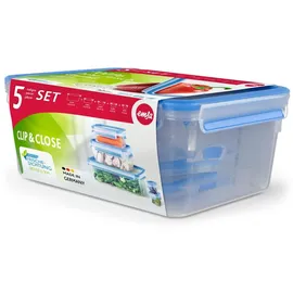 Emsa Frischhaltedosen Set transparent/blau 0,15 l + 0,20 l + 0,55 l + 1,00 l + 3,70 l 5-teilig