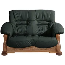 Made in Germany Zweier Sofa in Dunkelgrün Eiche rustikal