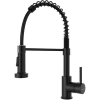 Schwarz KüChenarmatur mit Brause Ausziehbar Hochdruck, DAYONE Wasserhahn KüChe 360° Drehbar, Edelstahl Spiralfederarmatur KüChenarmatur Brause Armatur, 2 SprüHmodi, Einhebel PüLtisch Mischbatterie