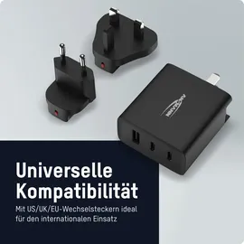 Ansmann Travel Charger 15w – Universal Reiseadapter mit EU/UK/US Steckern