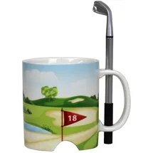 Out of the Blue Keramik Tasse Golfplatz mit Golfschläger-Stift und Golfball