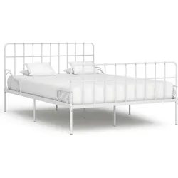 vidaXL Bettgestell mit Lattenrost Weiß Metall 120×200 cm