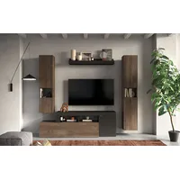 Home Affaire Wohnwand HOME AFFAIRE "Freedom", braun (lava, mercure nb holzstruktur), B:245cm H:195cm T:35cm, Kastenmöbel-Sets, Wohnwand, 4tlg. Breite 245 cm (Lowboard, Stauraumschränke, Wandregal)