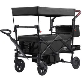 Vevor Buggy für 2 Kinder, zusammenklappbarer Push-Pull-Kinderwagen mit verstellbarem Griff, umlaufendem Gurt, abnehmbarem Verdeck, 4 Rädern mit Bremsen, multifunktionaler Tandem-Kinderwagen