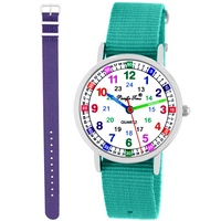 Kinder Armbanduhr Mädchen Jungs Lernuhr Uhrzeit lernen 2 Armband türkis + violett