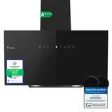 KKT KOLBE Dunstabzugshaube 90cm | Umluft Abluft | 782cbm/h | Wandhauben Kopffrei | Schwarz | Glas | Gestensteuerung | SensorTouch Bedienung | LED-Beleuchtung | TRIO9025S