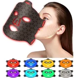 DIWUEO Rotlichtlampe Gesicht, Rotlichtlampe Maske Gesicht 7-Farben-Lichtmaske, Wiederaufladbare LED Maskes Silikon Rotlicht MaskeGesicht, für Gesichtsschönheit, Anti-Aging, alle Hauttypen