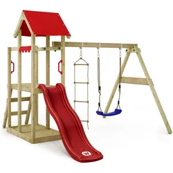 Spielturm Klettergerüst TinyPlace mit Schaukel & roter Rutsche WICKEY EINHEITSGRÖSSE