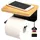 ELUNO Toilettenpapierhalter VARAZ mit Ablage aus Bambus, Selbstklebender, Toiletpaper Holder, WC-Rollenhalter mit hochwertigem Klebeband zum Kleben oder zum Bohren, aus schwarzem Metall