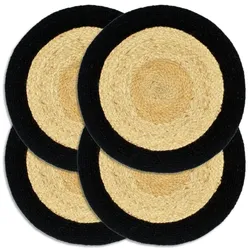 vidaXL Tischsets 4 Stk. Natur und Schwarz 38 cm Jute und Baumwolle