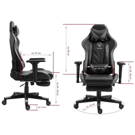 Trisens Gaming Stuhl Kunstleder Schwarz/Blau
