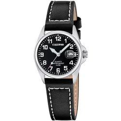Quarzuhr CALYPSO WATCHES "Basic", schwarz, Armbanduhren, Damen, Armbanduhr, Damenuhr, Lederarmband, analog, Tag