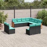 vidaXL Gartensofa-Set 11-tlg. schwarz