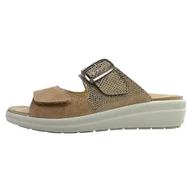 ROHDE Damen Pantolette Leder Zierschnalle Druck Wechselfußbett Rivella 5727, Größe:39 EU, Farbe:Beige - 39